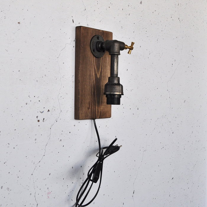 Opviq Lámpara de pared Pp173 Madera y Negro